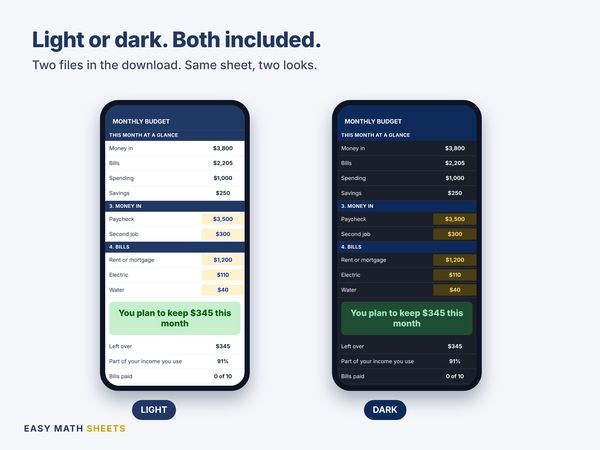 The same sheet in dark mode